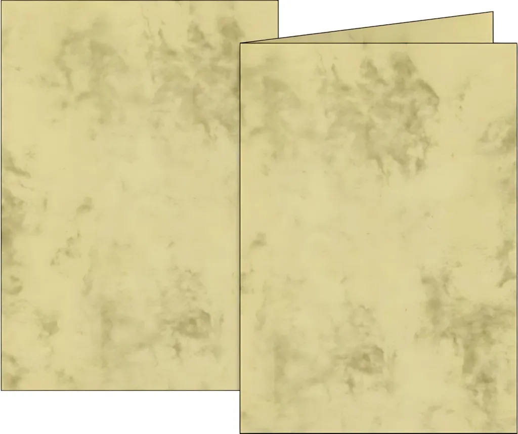 Carte de correspondance pliée effet marbre A6 chamois pour invitations