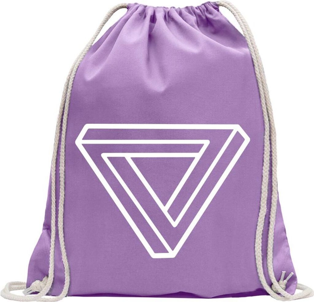 Kiwistar - Turnbeutel - lavendel - Penrose Dreieck - Optische Täuschung - Fun Rucksack Sport Beutel Gymsack Baumwolle mit Ziehgurt