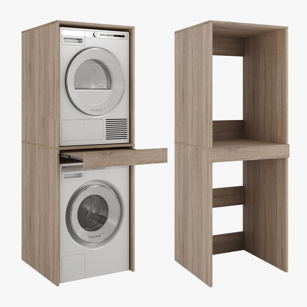Waschmaschine Trockner Schrank mit Ausziehbrett Produktbild 