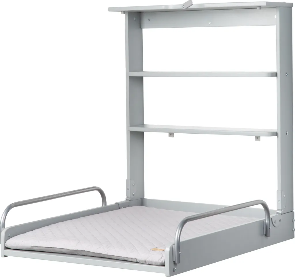Plan à langer mural pour petit espace - table pliante bois et gris