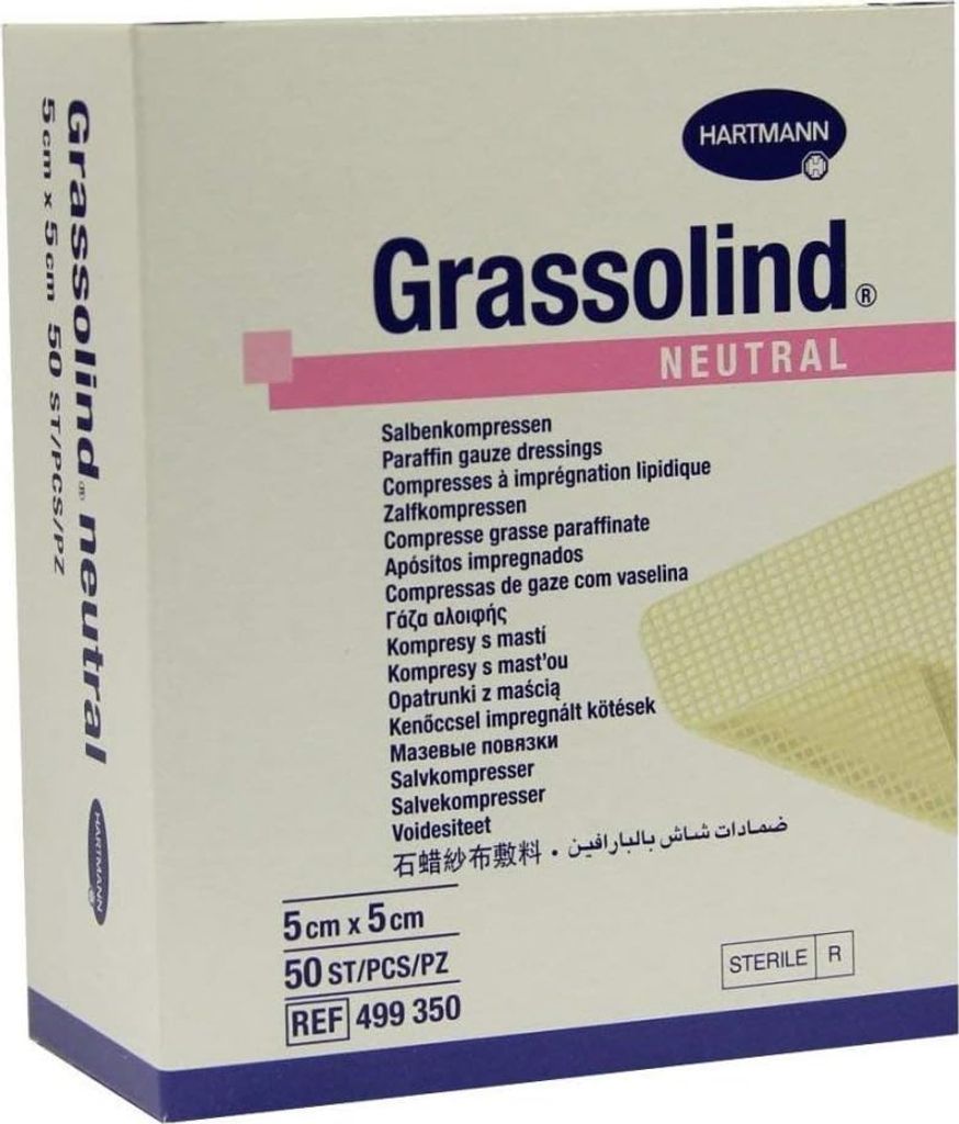 Hartmann Grassolind Salbenkompresse, 5 x 5 cm - 50 Stück | Packung (50 Stück)