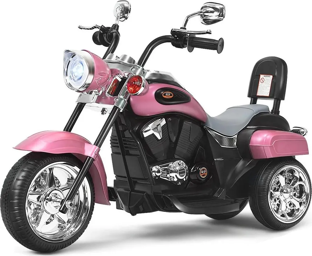Moto électrique 6V rose pour enfant 91x48x64 cm avec sons et musique
