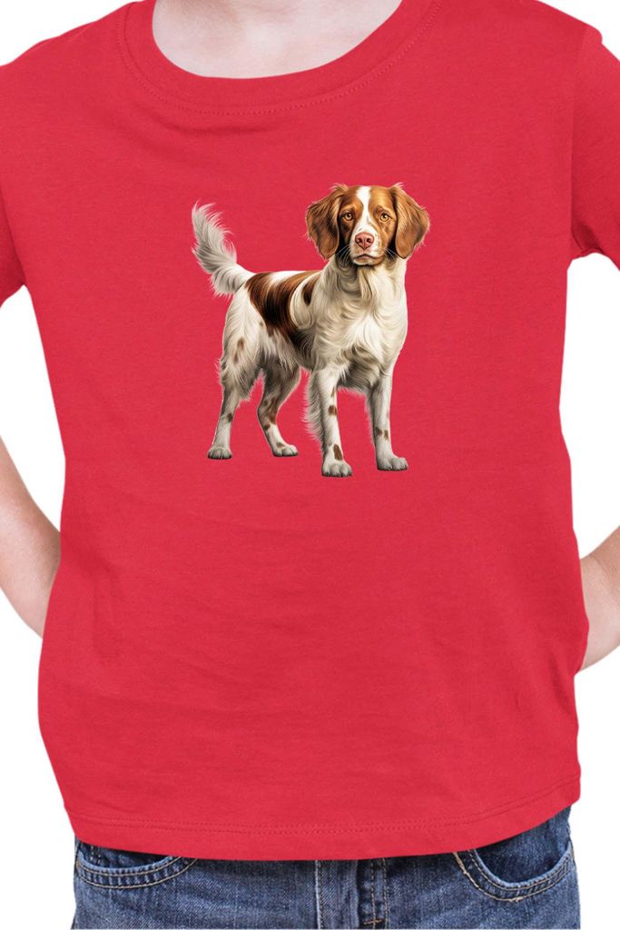 Kinder T-Shirt Dogs Breeds Brittany Dog Breed 007, 12-13 Jahr - 152 / Rot