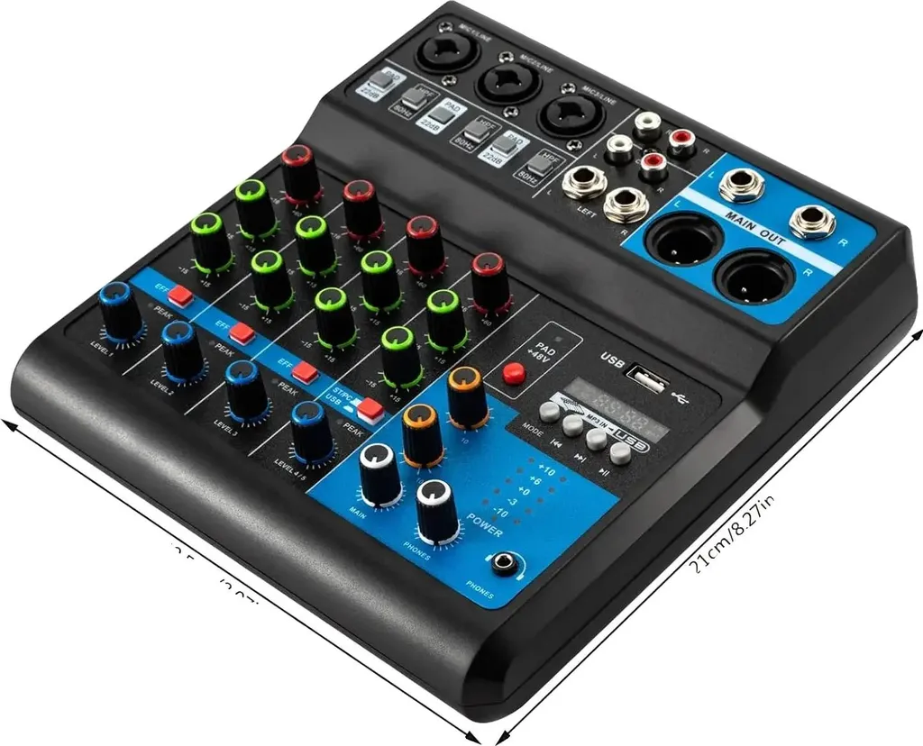 Table de mixage 5 canaux Bluetooth Noir pour Podcast et Musique à domicile