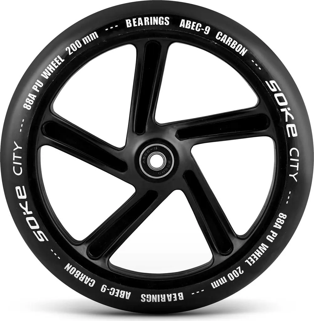 Roues de trottinette 200 mm Noir polyuréthane avec roulements ABEC