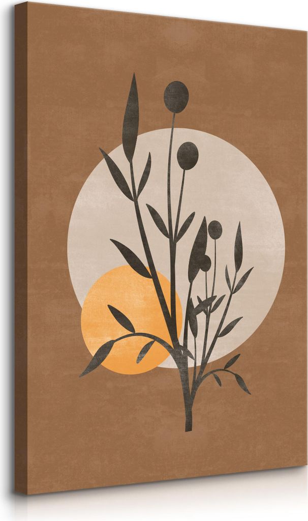 Muralo Leinwandbild Canvas für Büro KREISE Pflanzen Abstraktion Boho Stil Br. 60cm x Hö. 90cm