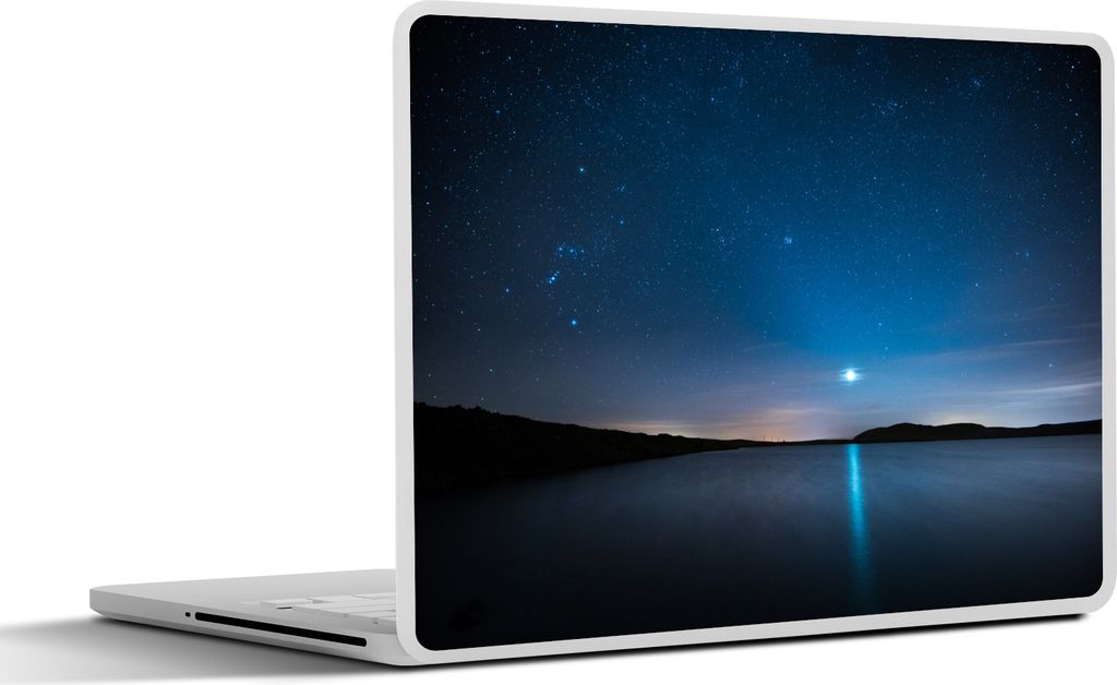 MuchoWow Laptop Aufkleber Sticker Cover Sternenhimmel - Wasser - Mond 32.5x23.5 cm - Sticker für Laptop - Selbstklebend