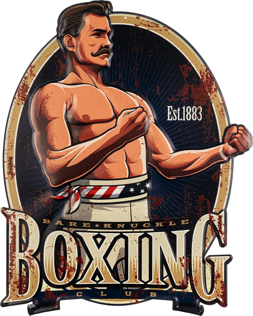 Insegna di latta Moritz 47 x 59 cm boxe studio motivazione pugile sport sparring decorazione insegna in metallo retro vintage detti divertenti