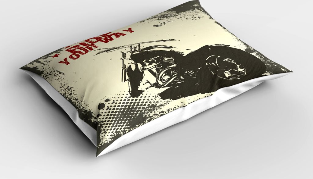 ABAKUHAUS Abenteuer Kopfkissenbezug, Ride Your Way Zitat Motorrad Bild Poster Artwork Print, 40x80 cm, Anthrazit grau Kastanienbraun
