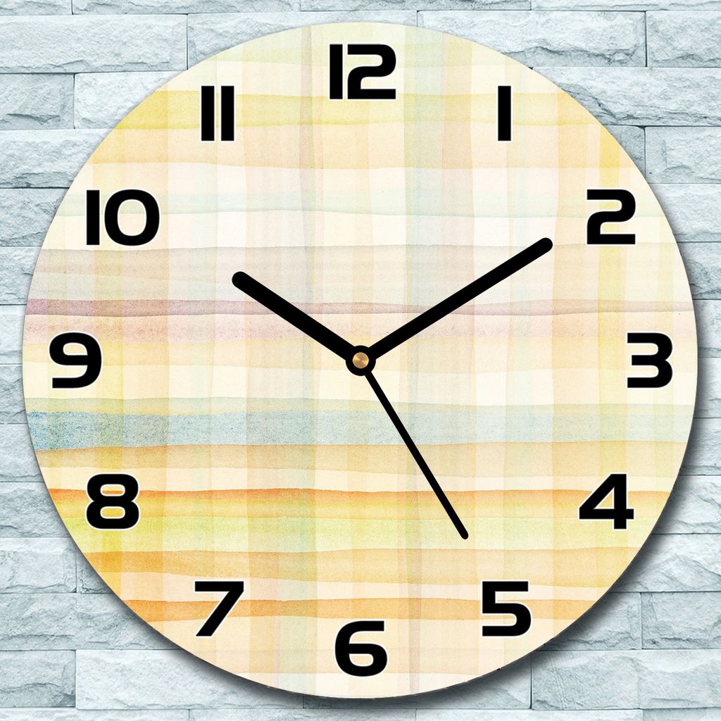 Wanduhr aus Glas Rund fi 30 Aquarell Kariert Quarz Deko Schlafzimmer Büro