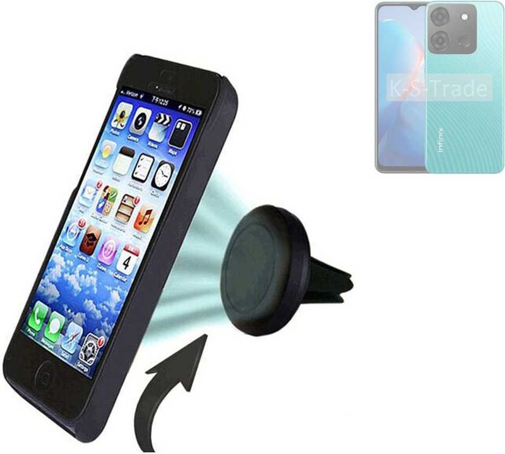K-S-Trade Kompatibel mit Infinix Smart 7 (X6517) Auto Handy Halterung KFZ Halter Lüftungsgitterhalterung Air Vent mount Smartphone Halter