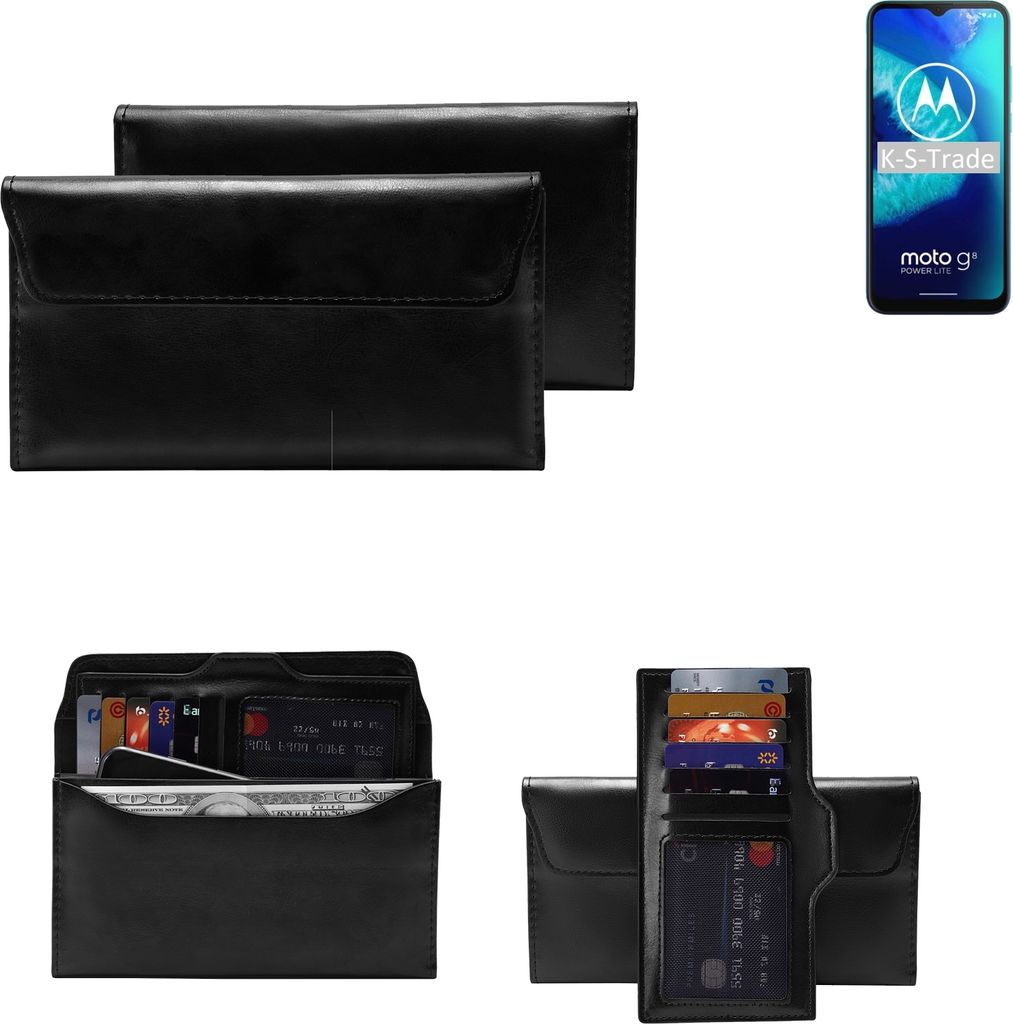 K-S-Trade Handy Hülle kompatibel mit Motorola Moto G8 Power Lite Schutz Hülle Tasche Schutz Case Handytasche Kunstleder schwarz, 1x