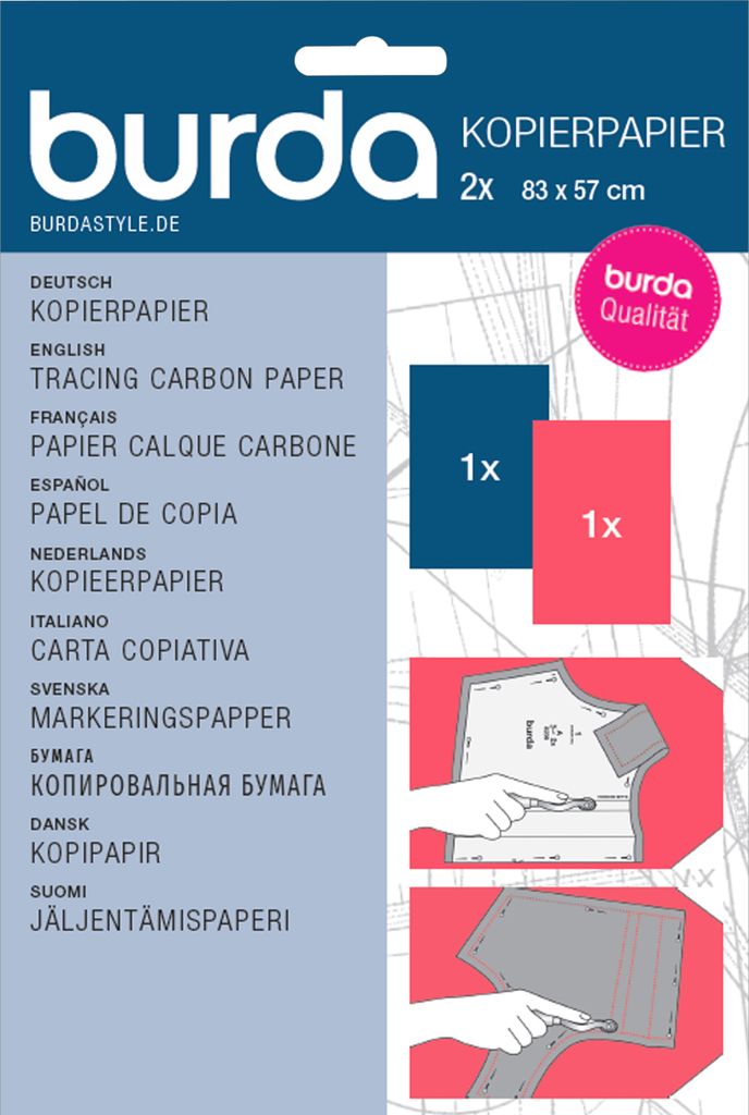 Burda Style Kopierpapier Blau Rot 57x83 cm Nähzubehör Schnittmusterpapier