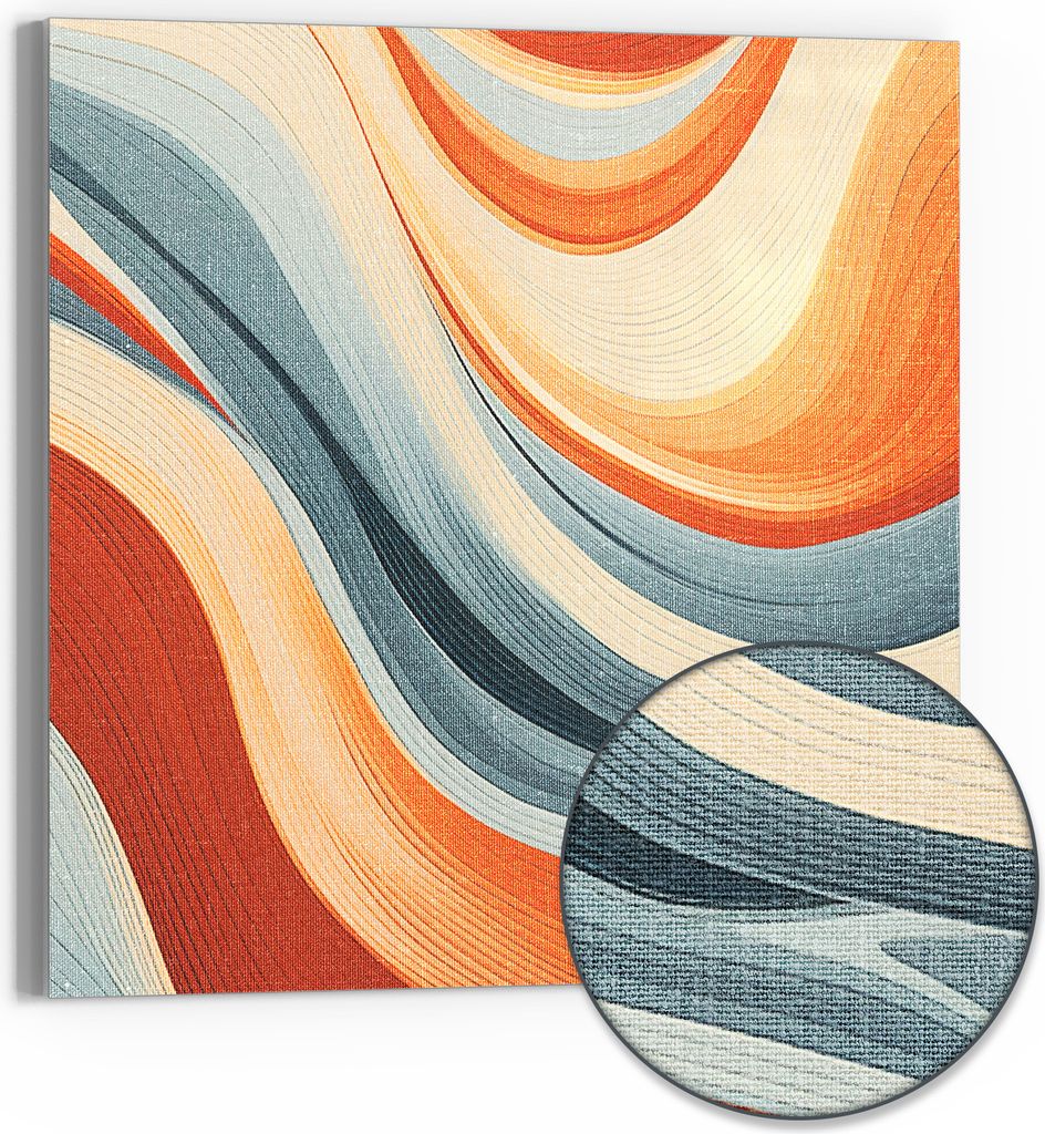 DEQOART Hybrid Leinwand Bild 30x30 cm 'Reise der Farbwellen' Wandbild Glas flach modern