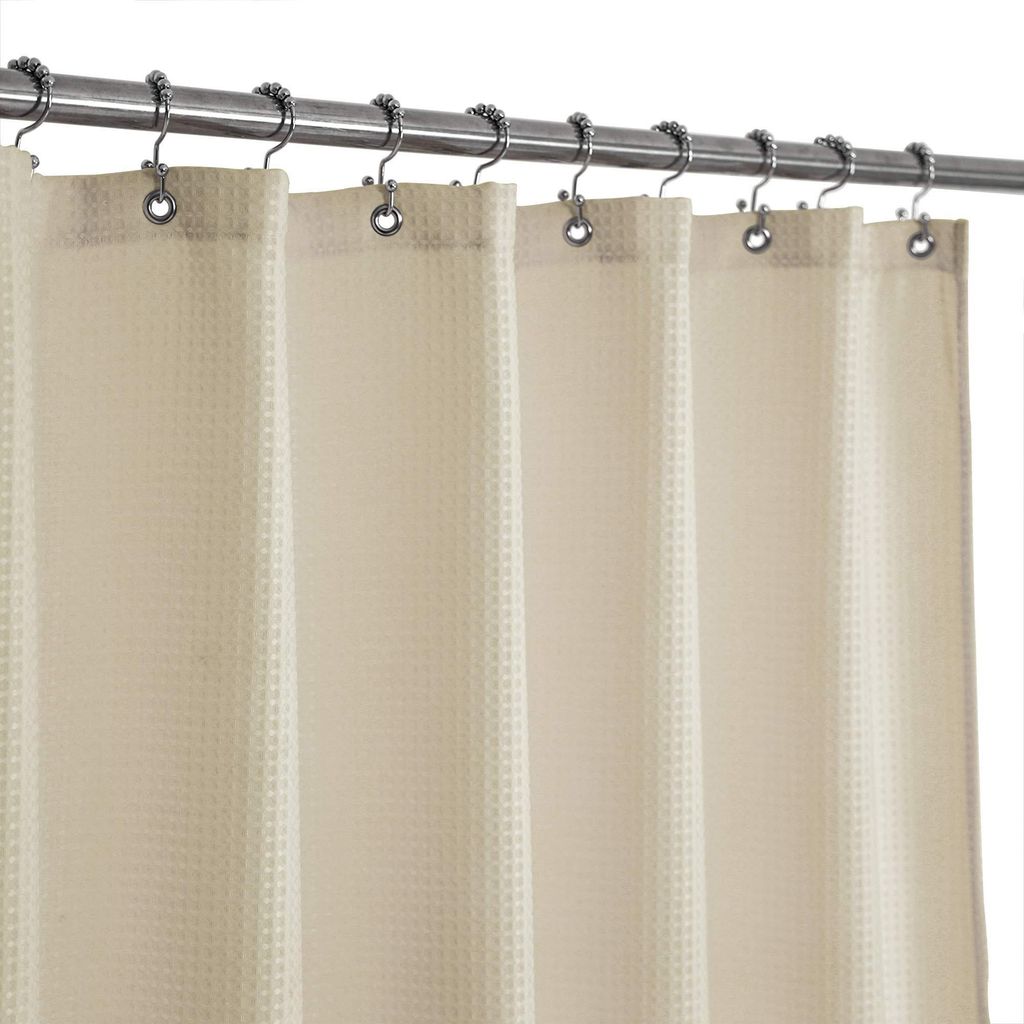 Kurzer Duschvorhang mit Waffelmuster, 167,6 cm lang, 230 g/m², aus nachhaltigem Material, geeignet für Hotels, Luxushotels und Spas, wasserabweis...