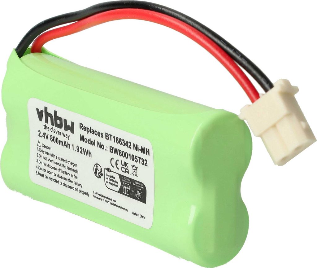 vhbw Akku Ersatz für BT266342, VTECH73C02, BT262342, LH070-2A43C2BRML1P, GP1210, BT283342 für schnurlos Festnetz Telefon (800 mAh, 2,4 V, NiMH)
