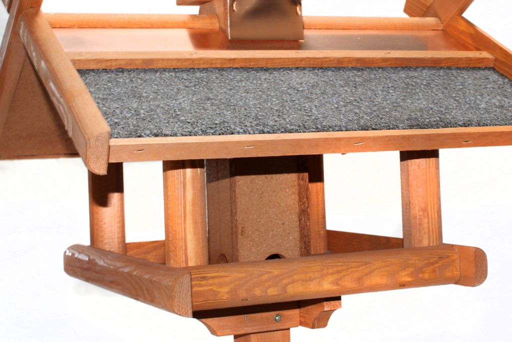 Vogelfutterhaus mit Kupferdach Standfuß und Futtersilo Produktbild 3