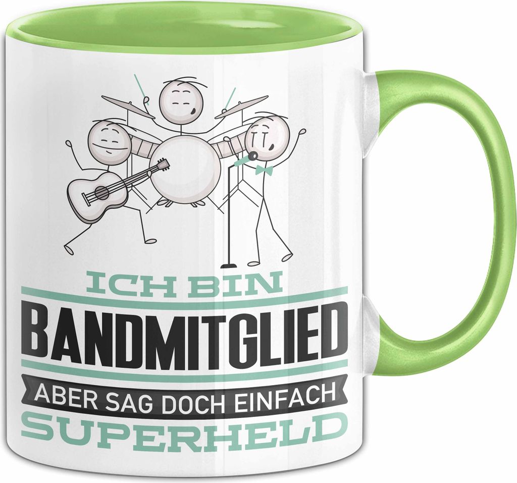 Bandmitglied Geschenk Tasse Ich Bin Bandmitglied Aber Sag Doch Einfach Superheld Lustige Geschenkdiee für Bandmitglied Kaffee-Becher (Grün)