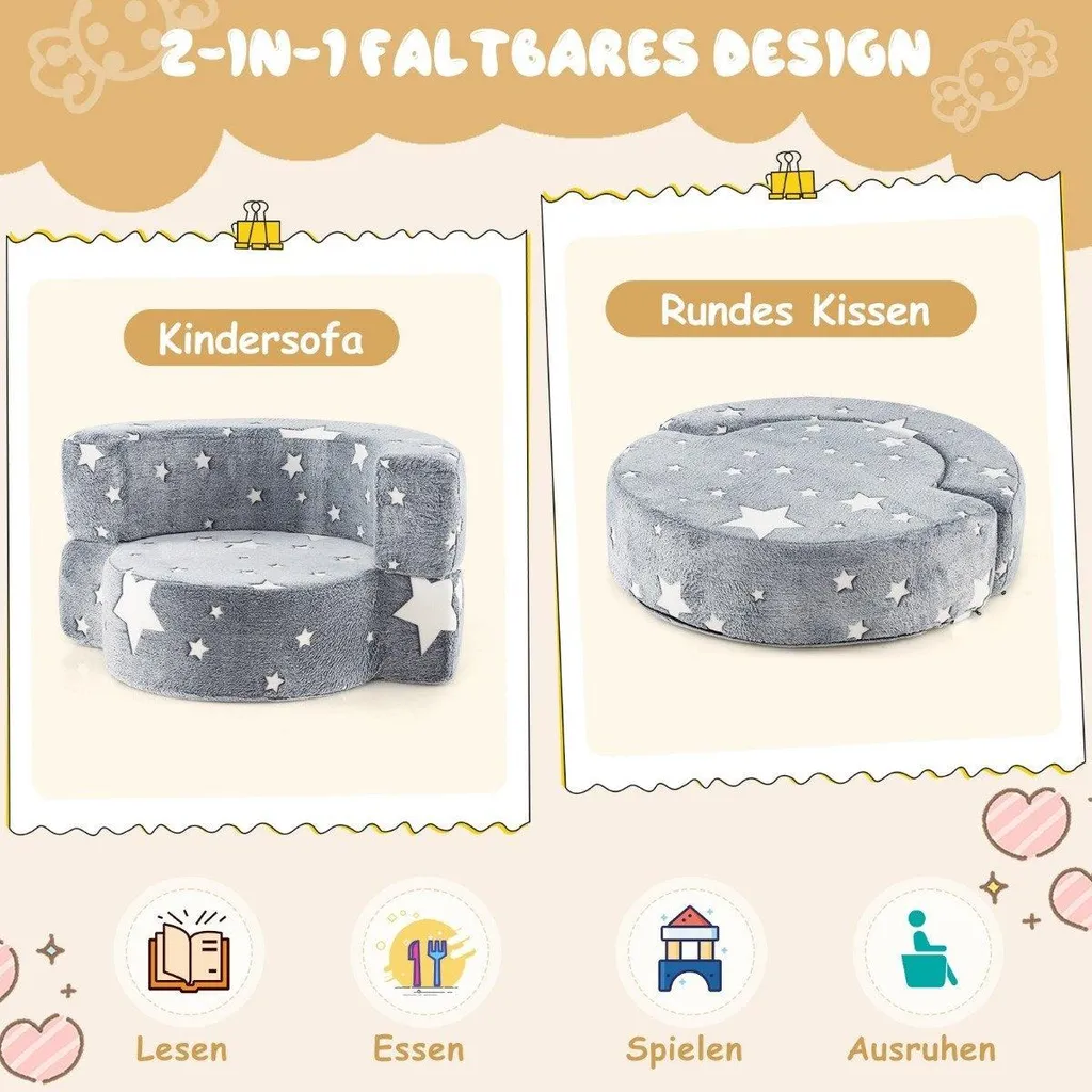 Canapé de jeu enfant déshoussable et phosphorescent pour rassurer la nuit