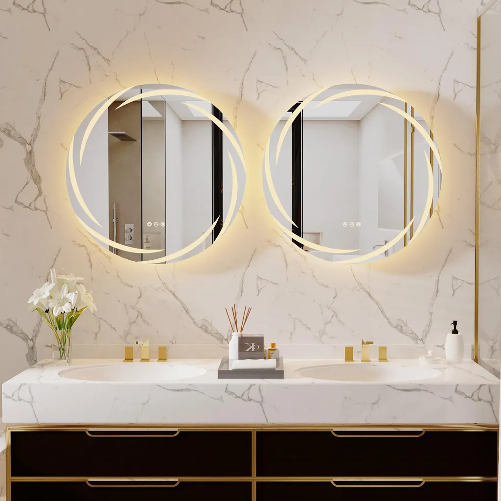 Miroir de salle de bain LED Vrygle rond 60 cm avec rétroéclairage design - 4