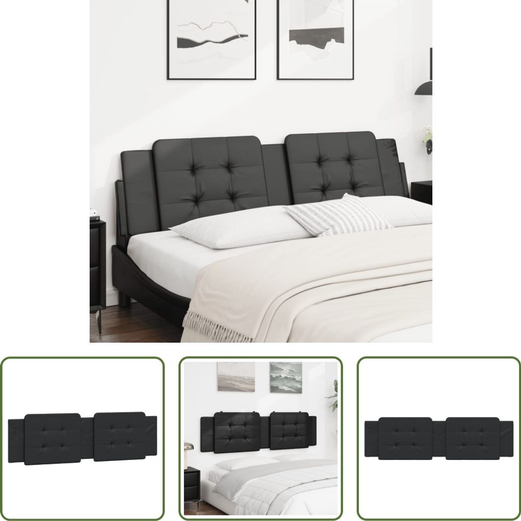 The Living Store Kopfteil-Kissen Schwarz 180 cm Kunstleder