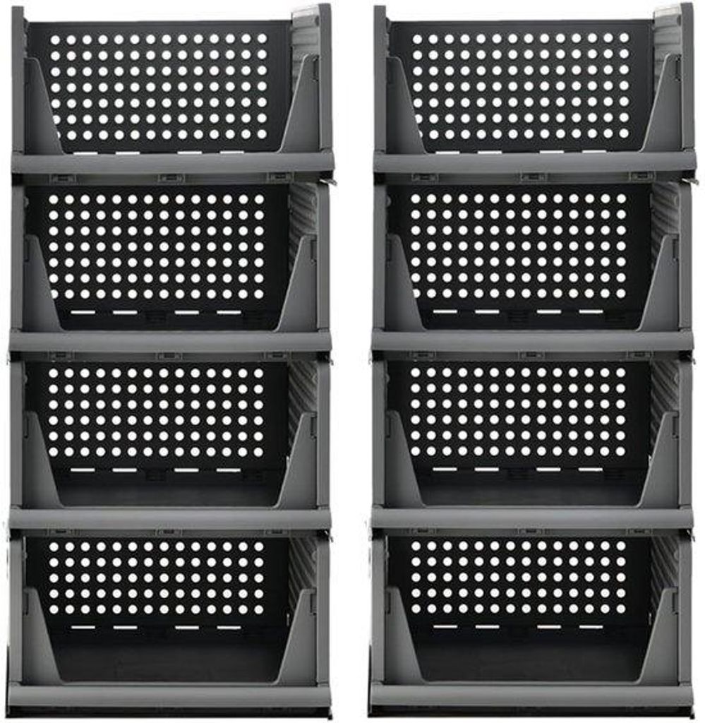 Stapelbare Kunststoffregale, Grau, 43x33x72cm, Organizer