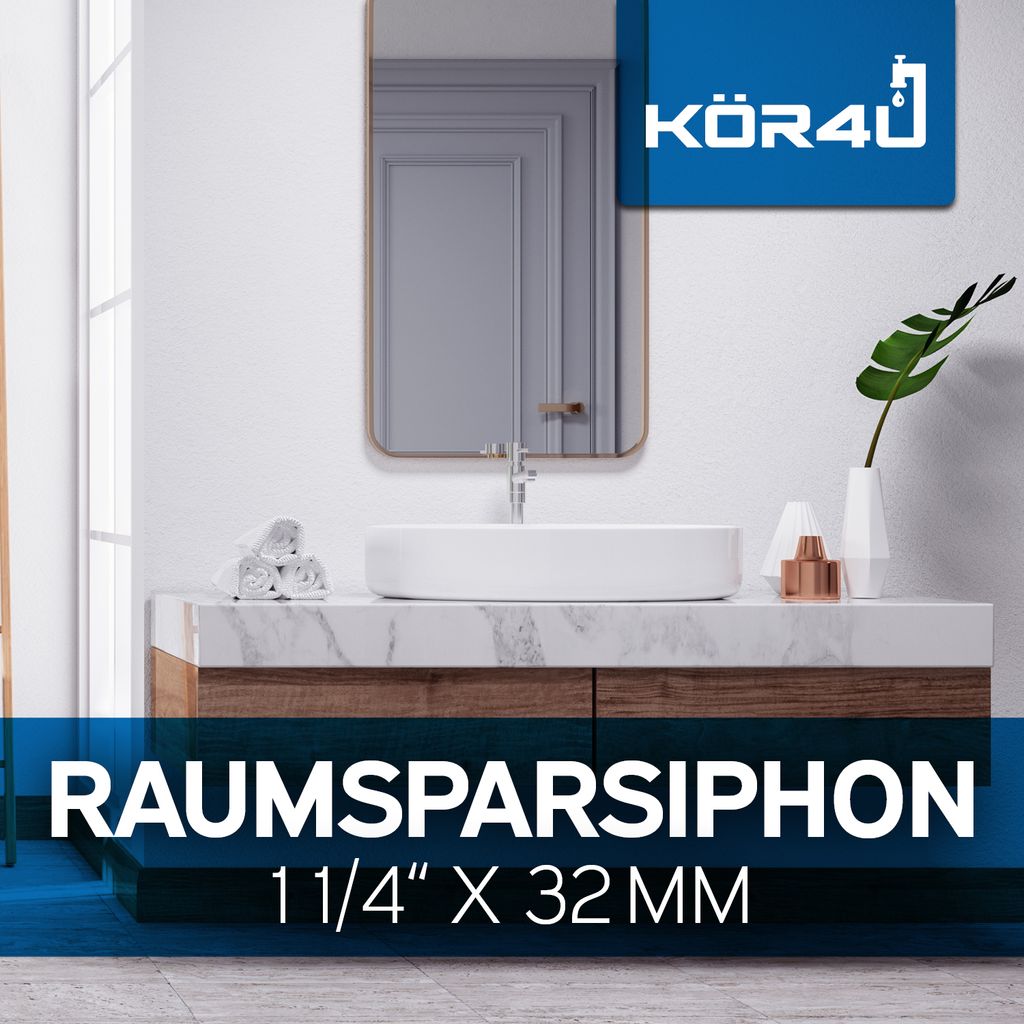 kör4u Raumsparsiphon mit Geruchsverschluss 1 1/4" x 32mm Produktbild 2