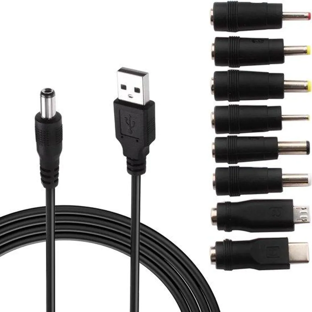 Câble de charge USB pour routeur et enceinte 5V avec 8 adaptateurs DC