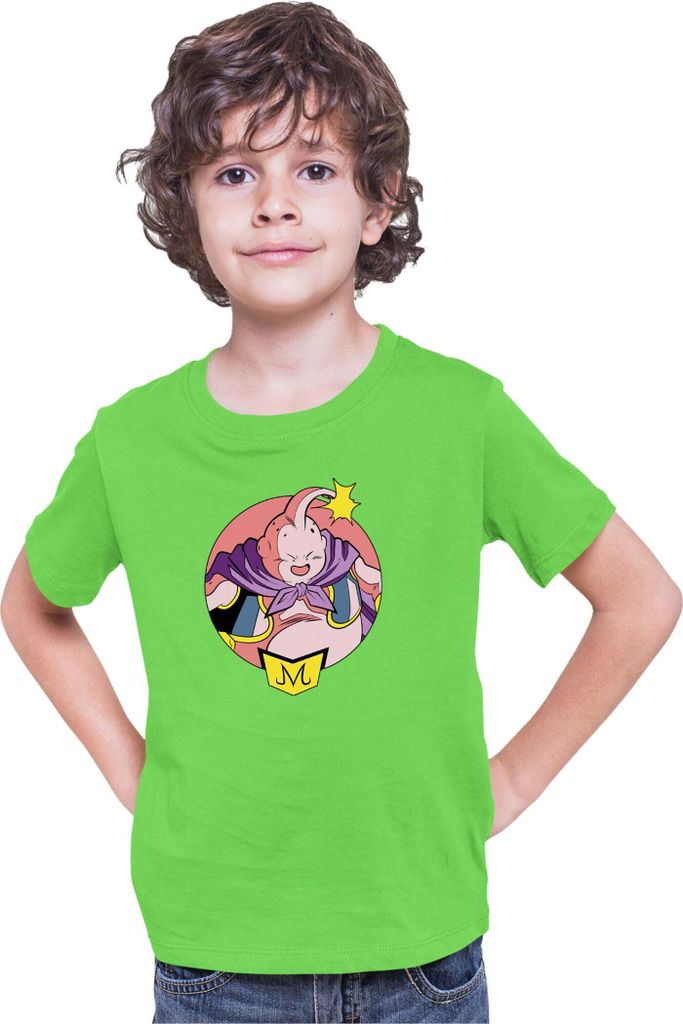 Kinder T-Shirt Dragon Anime Manga Ball Z Majin Boo 02, 9-11 Jahr - 140 / Lime