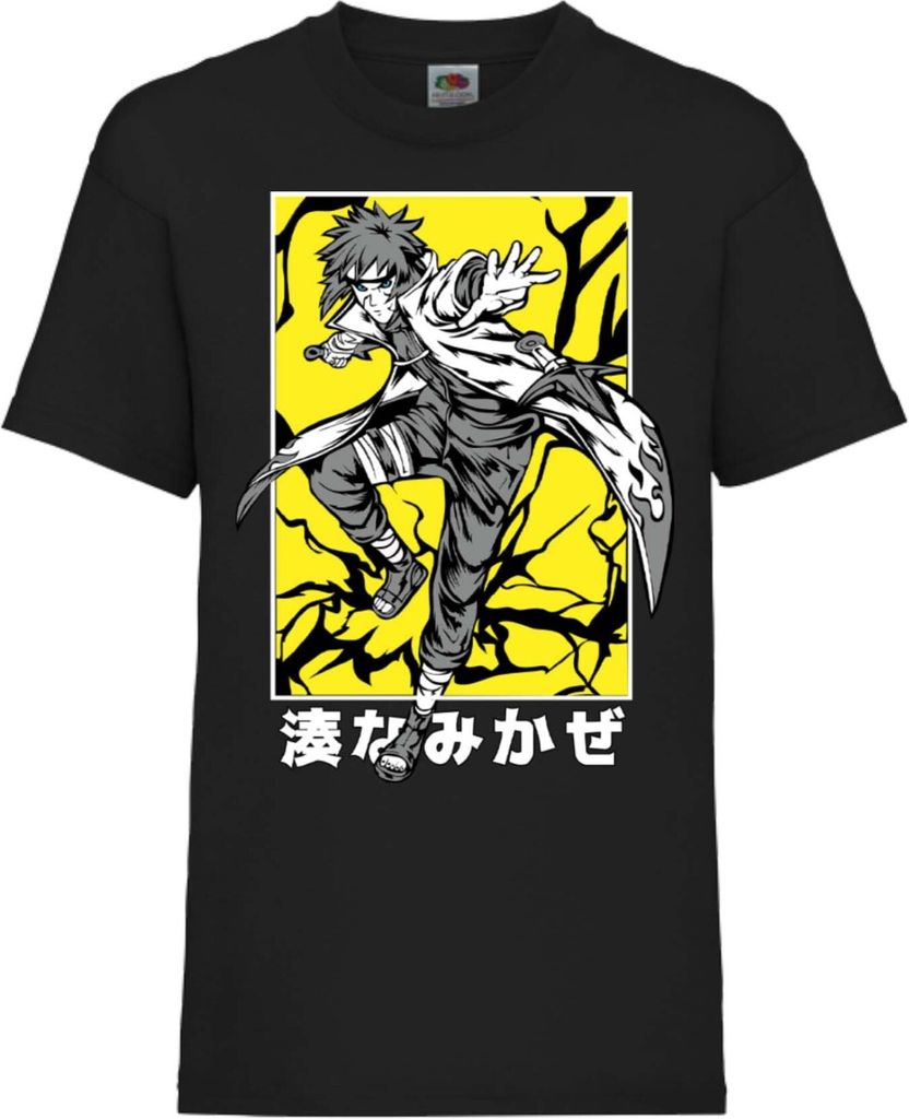 Kinder T-Shirt Naruto Minato Namikaze, 5-6 Jahr - 116 / Schwarz