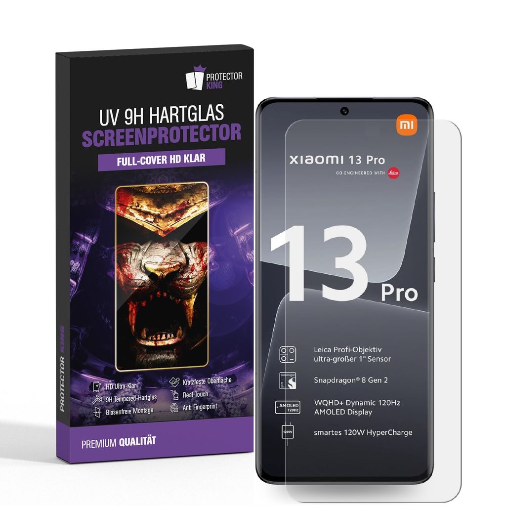 3x UV-Liquid 9H Panzerglas für Xiaomi 13 Pro 3D KLAR echtes Tempered Panzerhartglas Schutzglas Displayschutz Panzerfolie Schutzfolie Screen Protector
