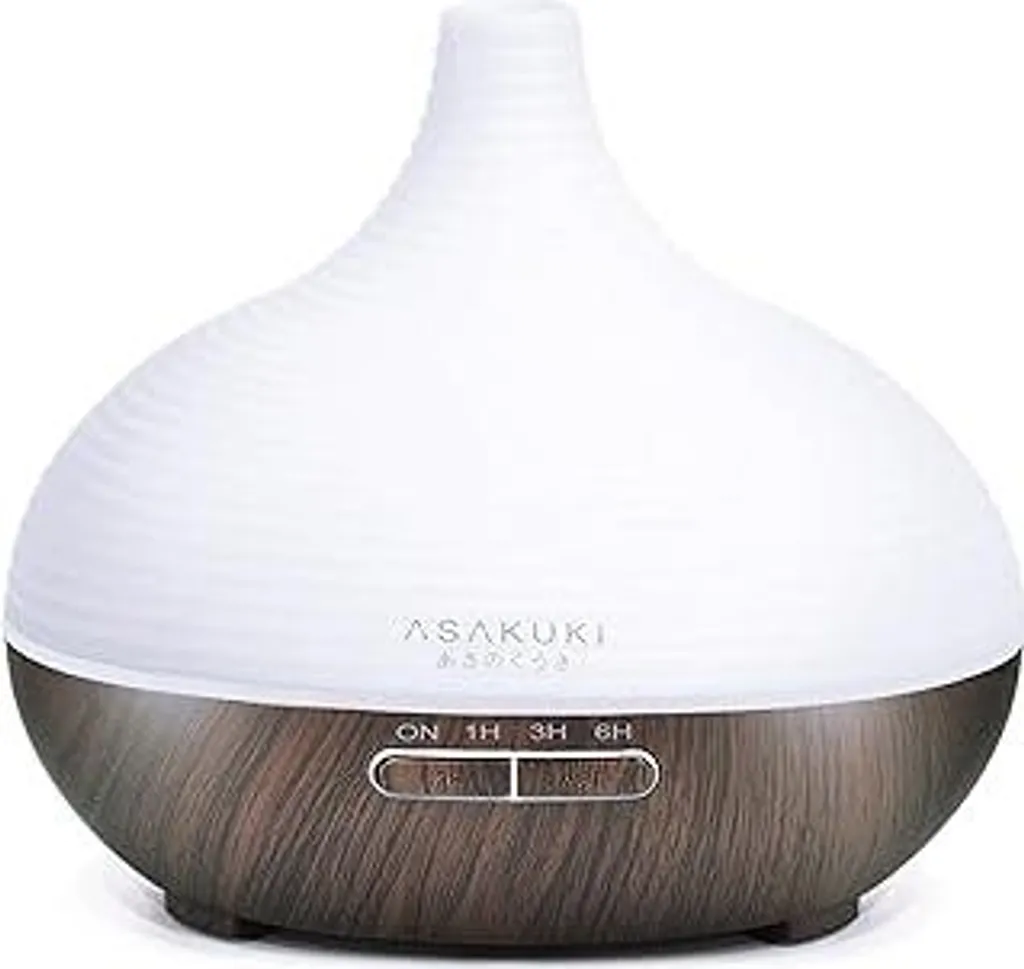 Diffusore di aromi ASAKUKI 300 ml per oli profumati, umidificatore a ultrasuoni premium, diffusore di oli per aromaterapia con luce LED a 7 colori, senza BPA, per camera da letto, ufficio, spa