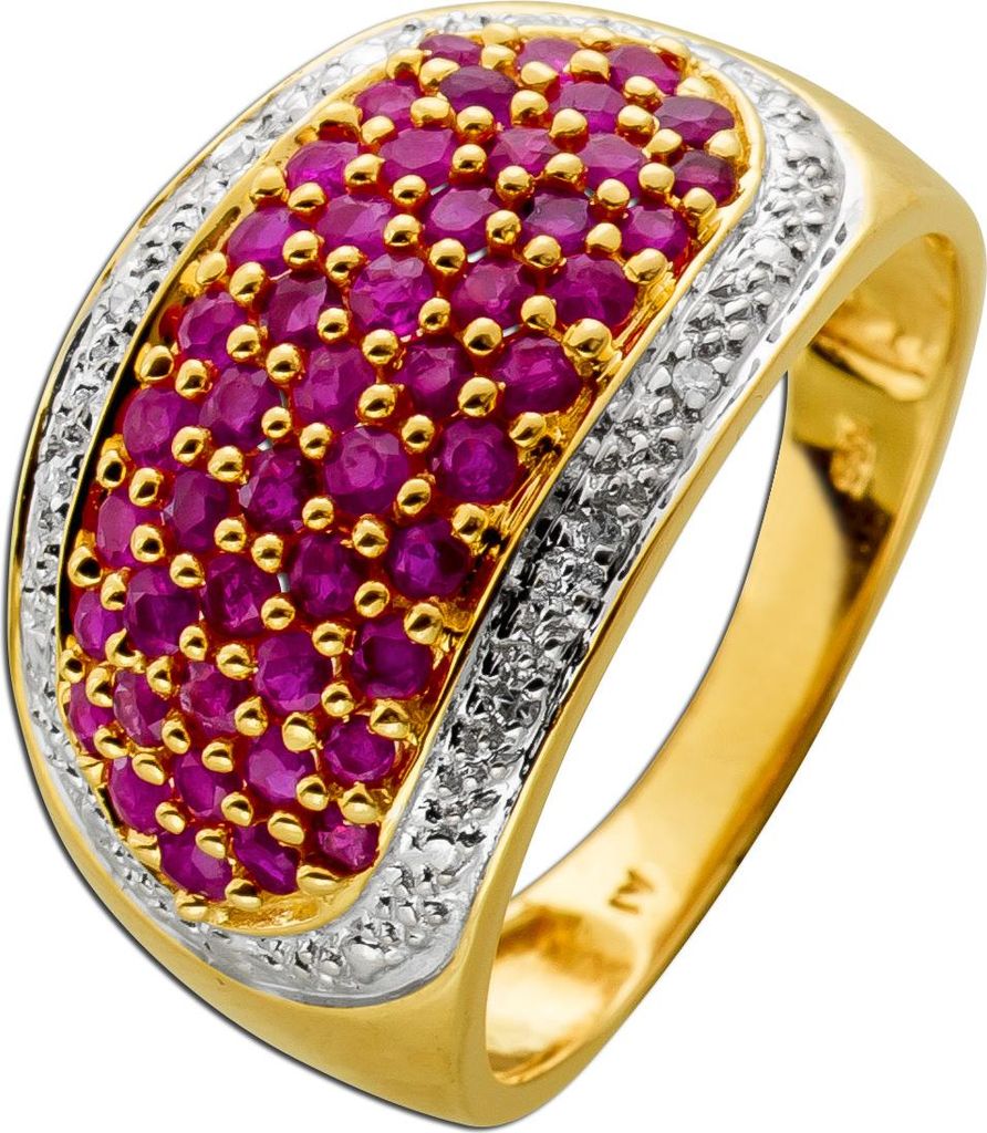 Rubinring Gold 585 14K rote Edelsteine 3.9ct Diamanten 0.03ct 19