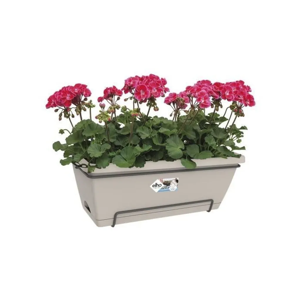 Bac à Fleurs XL 55 cm avec Support Inclus Elho Barcelona Marron Résistant - 2