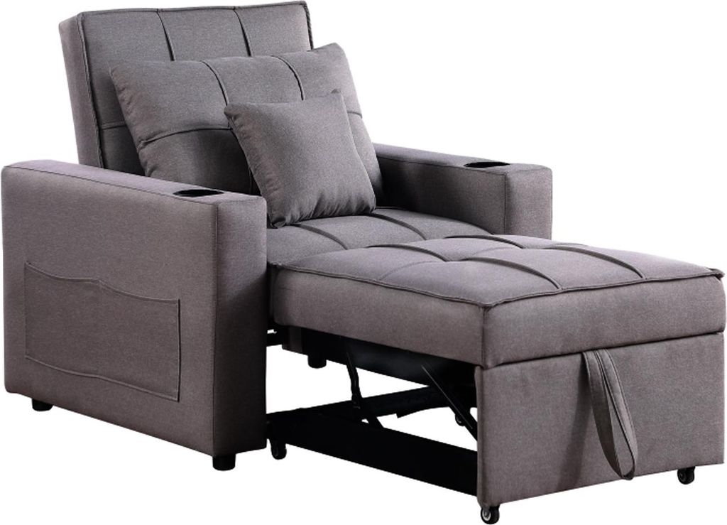 Schlafsessel Maritta Grau, Becherhalter, Seitentasche, Produktbild 
