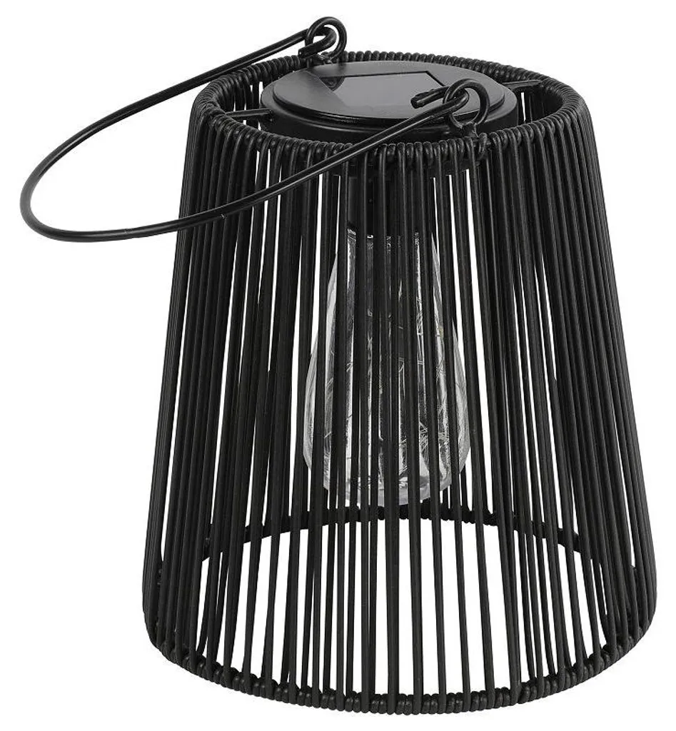 Grande lanterne solaire noire Luana Countryfield avec ampoule LED rétro