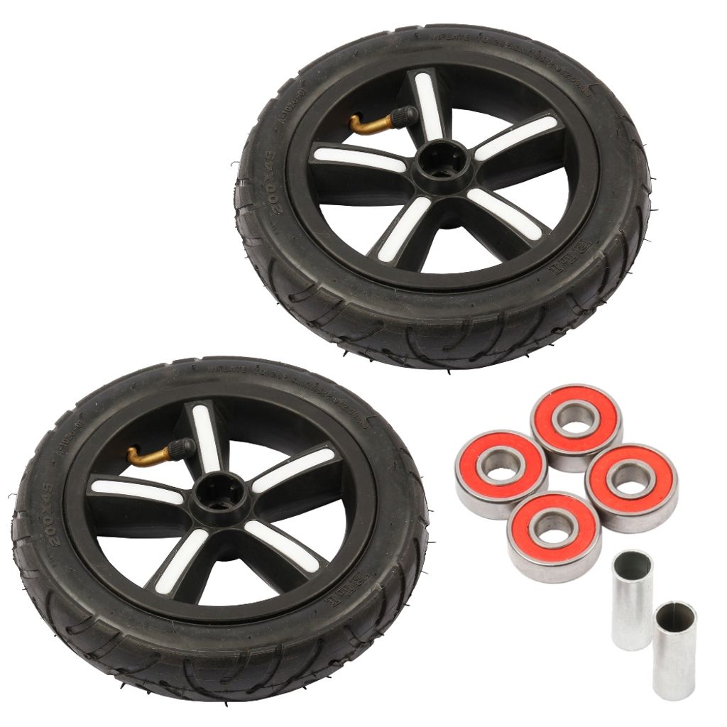 2 Stück FunTomia Big Wheel 200mm Kick Scooter Air Luft Reifen-Set inklusive Mach1 Kugellager + Spacer Ersatz-Rollen