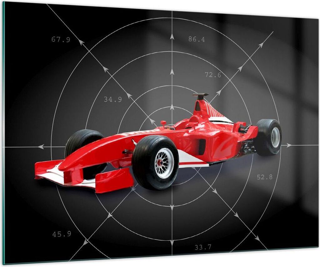 Bilder auf glas - Formel F1 Auto Geschwindigkeit - 100x70cm - Glasbilder - Wandbilder - Kunstdruck - zum Aufhängen bereit - Wanddekoration aus Gla...