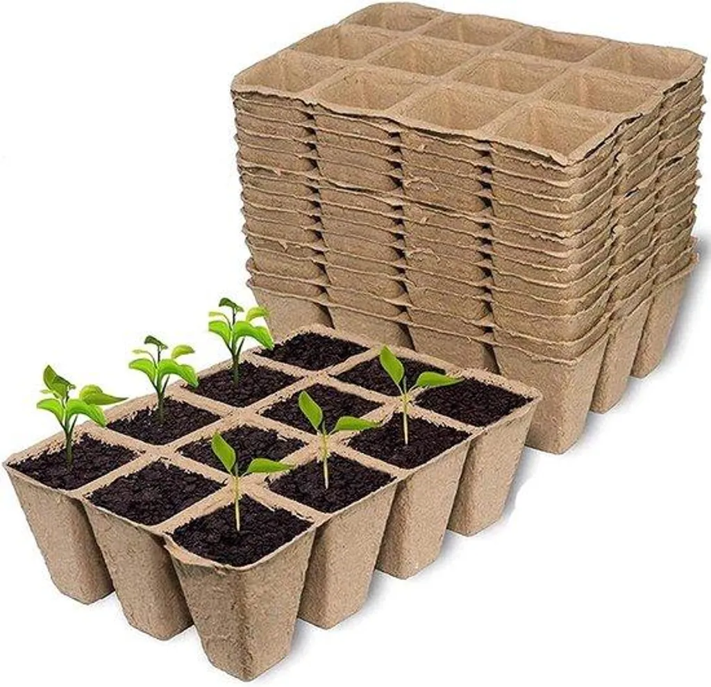 Pots de culture biodégradables 16x12 cm - Lot de 12 alvéoles de 4 cm