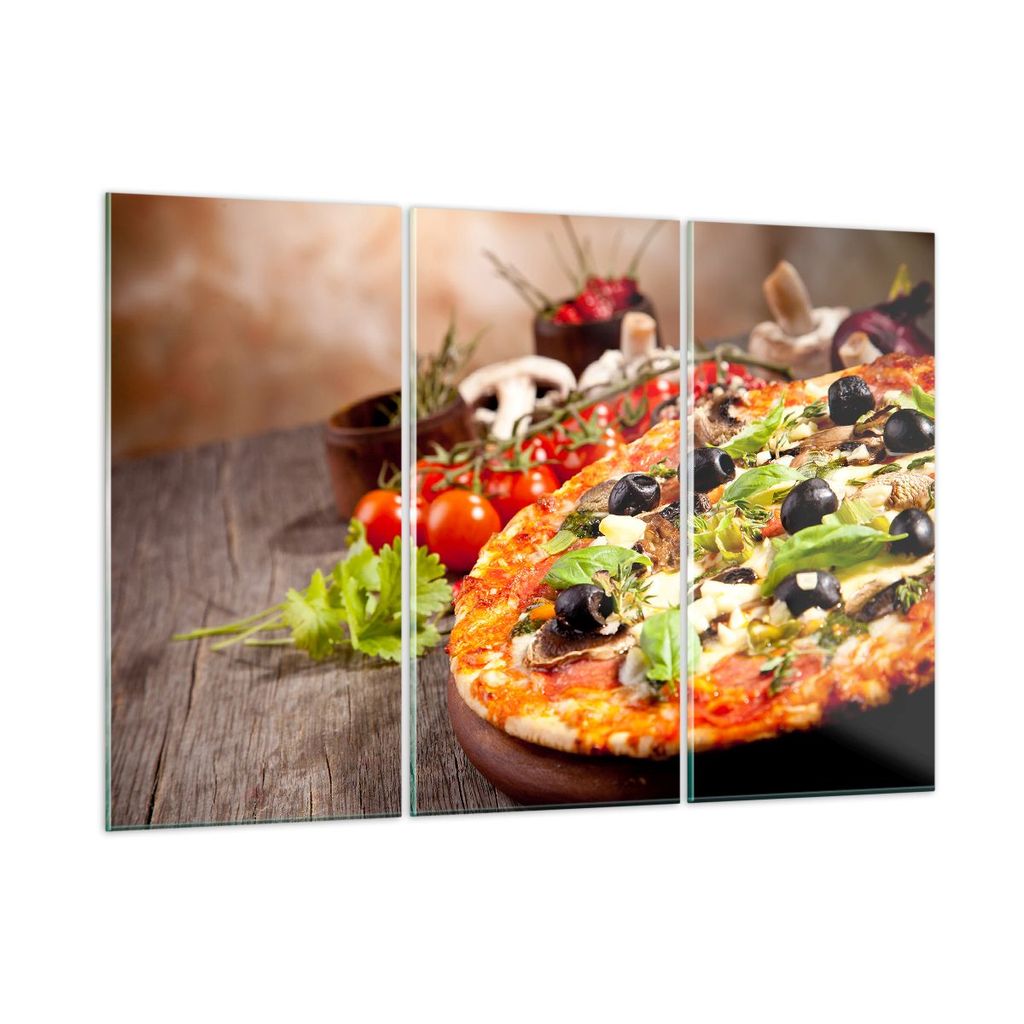 Bilder auf glas - Pizza Essen Italien Tradition - 165x110cm - Glasbilder - Wandbilder - Kunstdruck - zum Aufhängen bereit - Wanddekoration aus Gla...