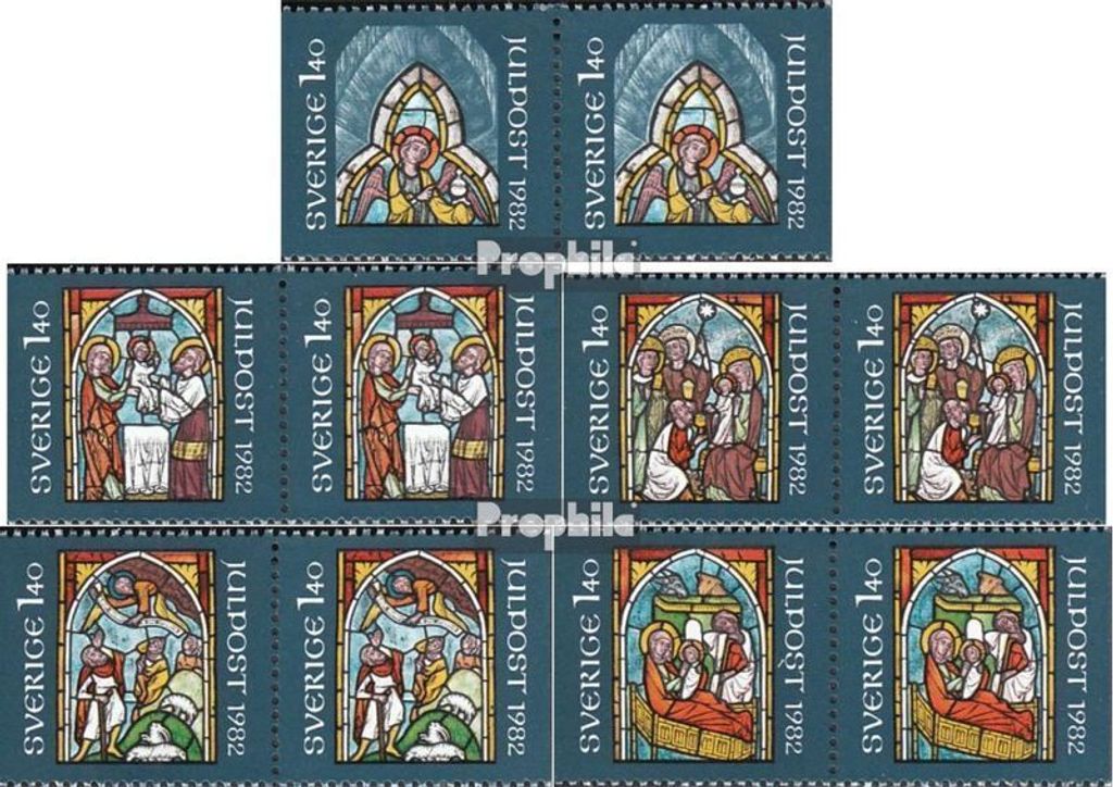 Briefmarken Schweden 1982 Mi 1209Dl/Dr-1213Dl/Dr Paare Produktbild 