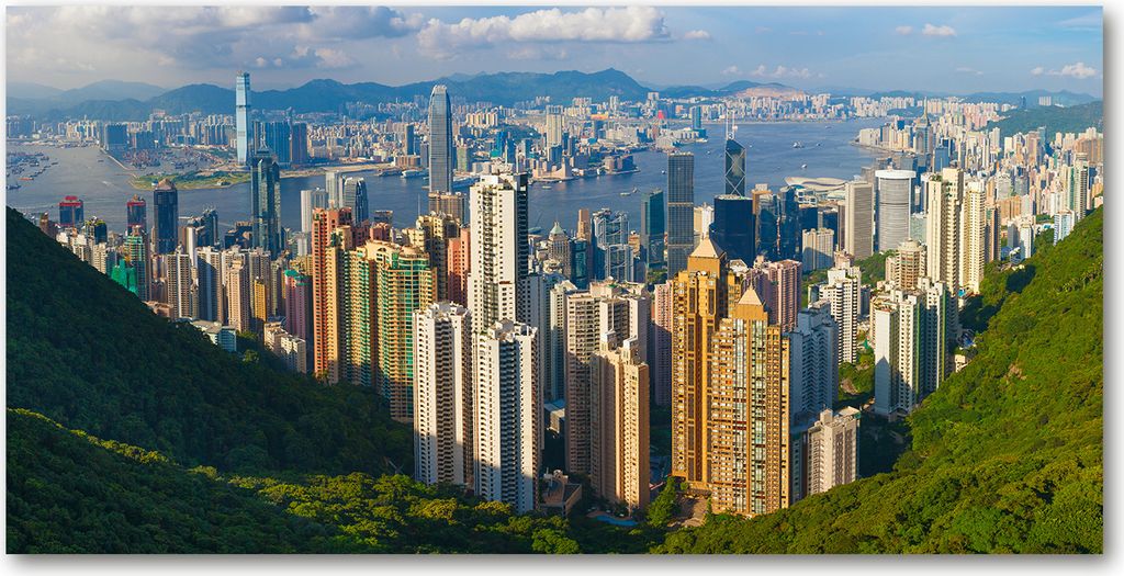 Tulup Küchenrückwand Spritzschutz aus Glas -100x50 -Spritzschutz auf gehärtetes GlasSehenswürdigkeiten Hongkong-Panorama