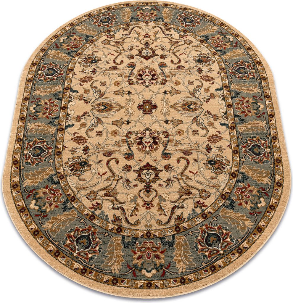 Wollteppich OMEGA Oval ORDA Blumen Jasmin 2 grün Grün 170x235 cm