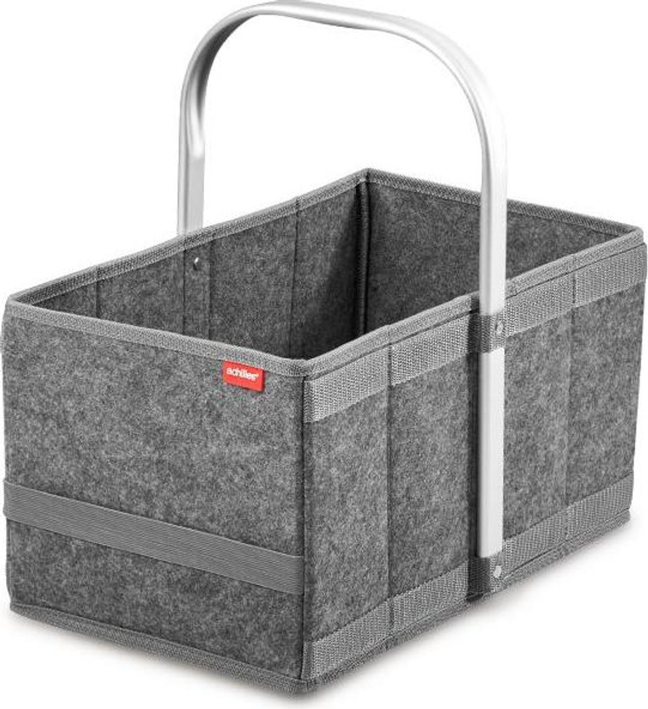 achilles Filz Einkaufskorb mit Aluminiumgriff – Stilvoller Tragekorb aus hochwertigem Filz – Leicht & stabil mit verstärktem Boden – Faltbar...