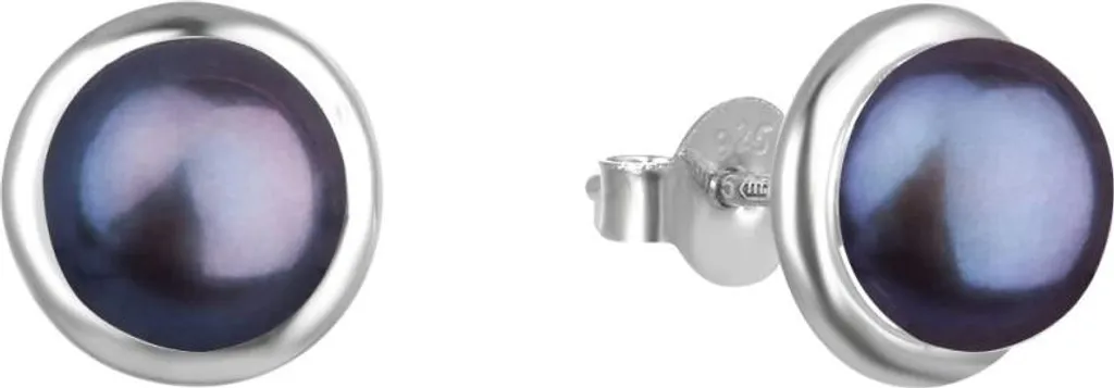 Boucles d'oreilles argent rhodié de 925 et vraies perles sombres