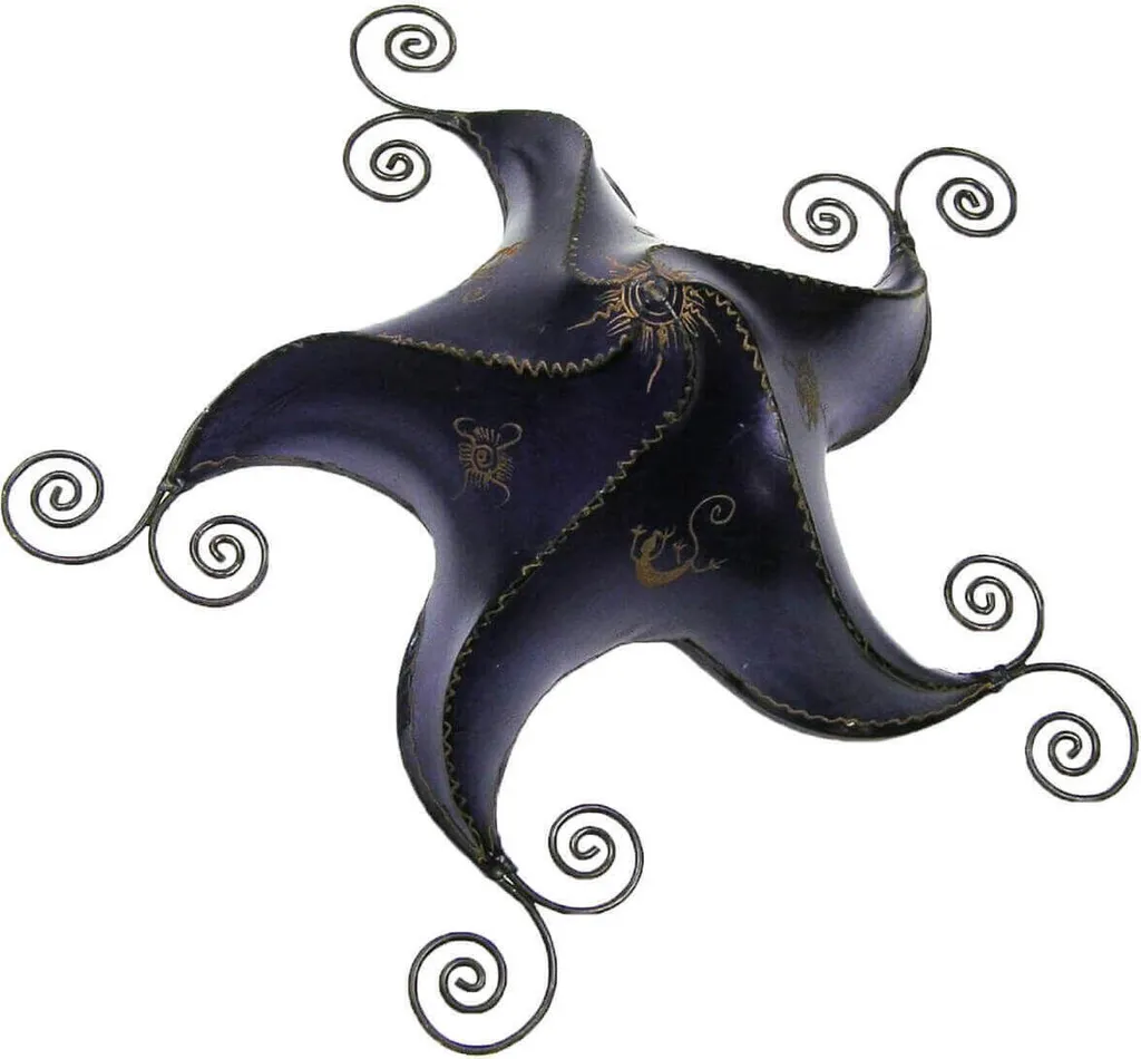 Plafonnier marocain en cuir STERN Gecko Star 70 cm violet oriental
