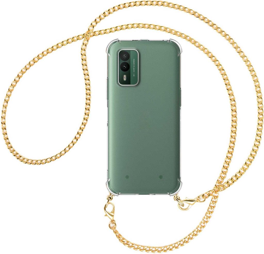Handykette Backcover-Schutzhülle mit Band (Metall goldfarben) für Nokia XR21 5G (6.49'') - goldfarbene Kette