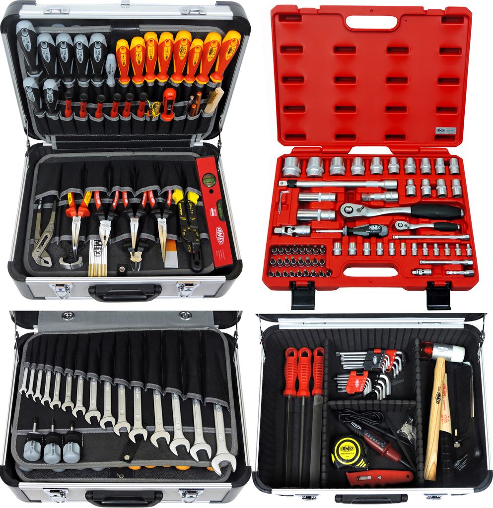 FAMEX 418-18 Profi Alu Werkzeugkoffer mit High-End Werkzeug Set, 195-tlg. - PROFESSIONAL