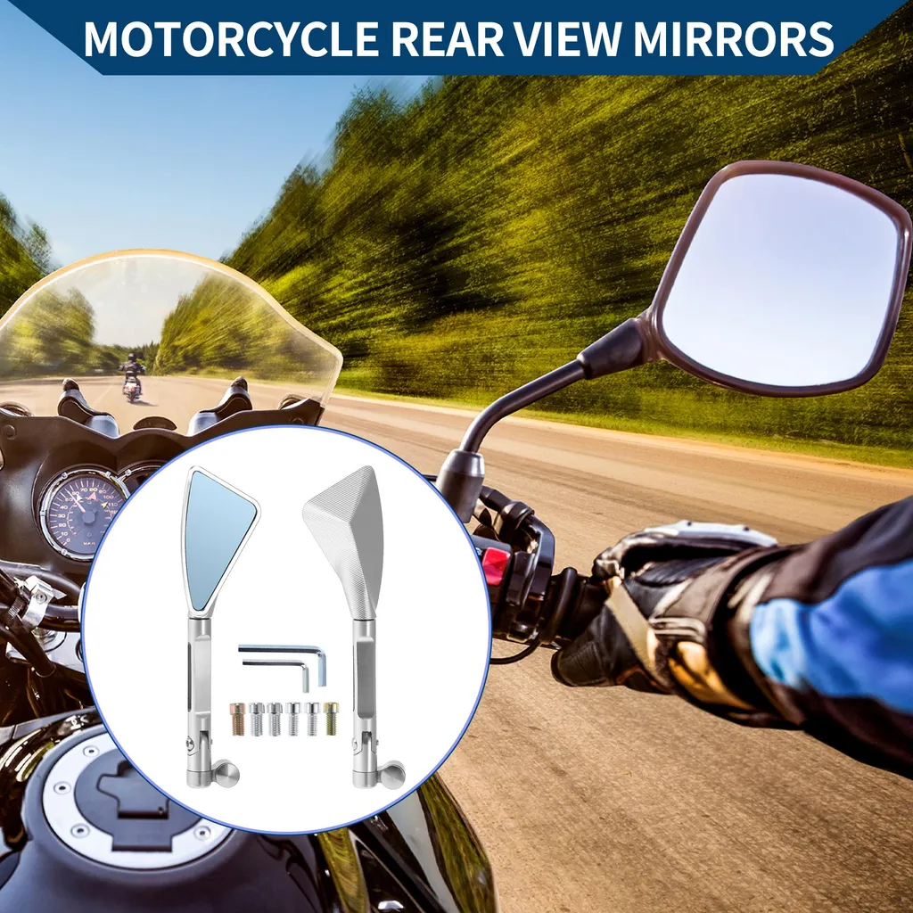 Rétroviseurs Latéraux de Moto en Alliage d'Aluminium Argent M8 M10