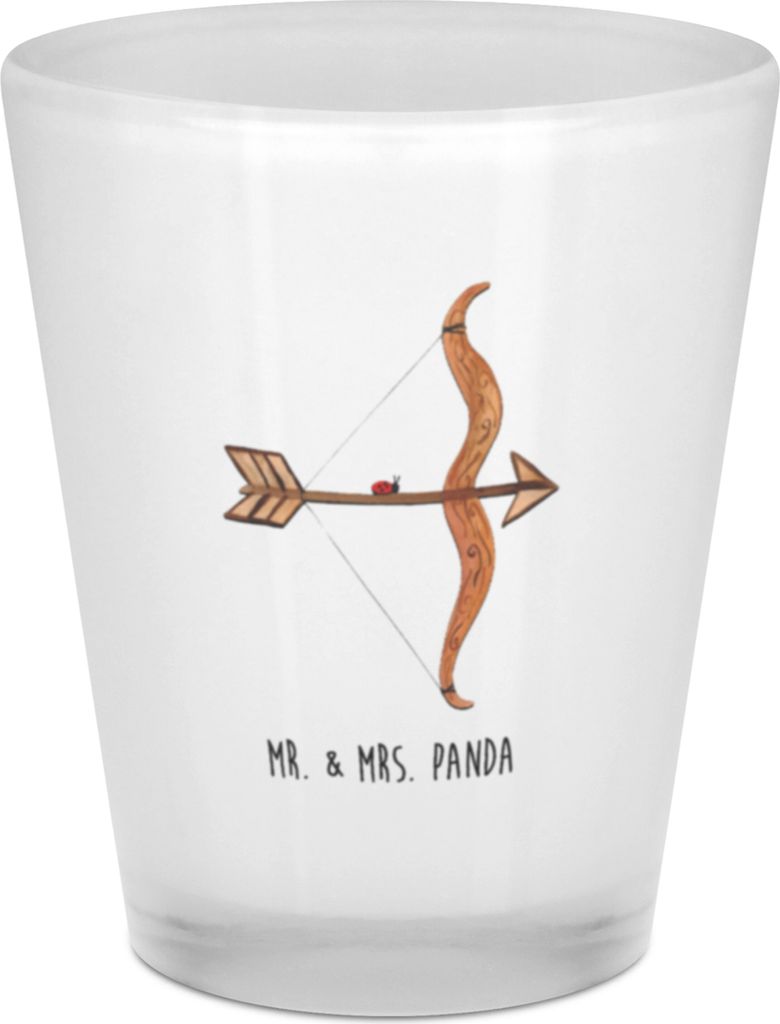Mr. & Mrs. Panda Schnapsglas Sternzeichen Schütze - Transparent - Geschenk, Gläschen, Schnapsbecher, Geburtstag Dezember, Shotglas, Stamper, Pinn...